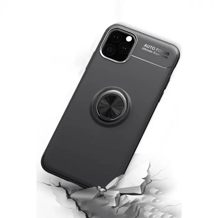 İphone 11 Pro Max Kılıf Range Yüzüklü Silikon - Siyah