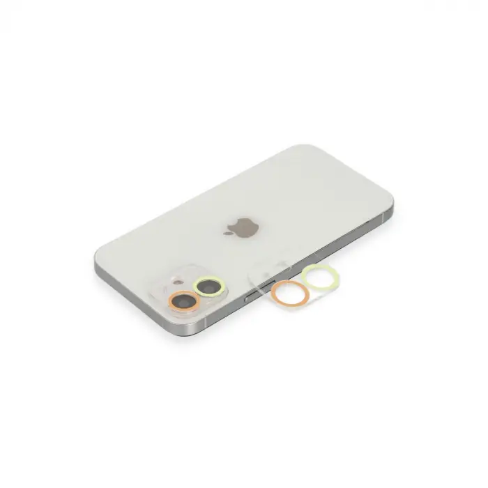 İphone 11 Renkli Kamera Lens Koruma Cam - Sarı-turuncu