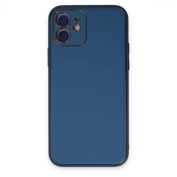 İphone 12 Kılıf Coco Deri Silikon Kapak - Açık Mavi