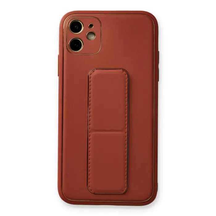 İphone 12 Kılıf Coco Deri Standlı Kapak - Fuşya