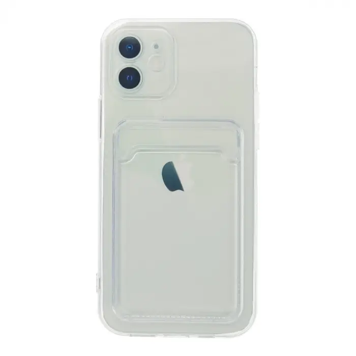 İphone 12 Kılıf Kart Şeffaf Silikon - Şeffaf