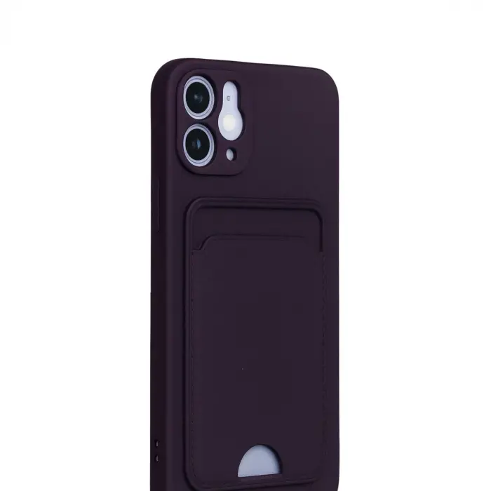 İphone 12 Kılıf Kelvin Kartvizitli Silikon - Derin Mor