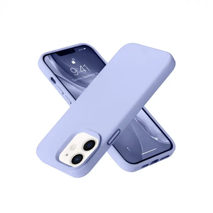 İphone 12 Kılıf Nano İçi Kadife Silikon - Lila