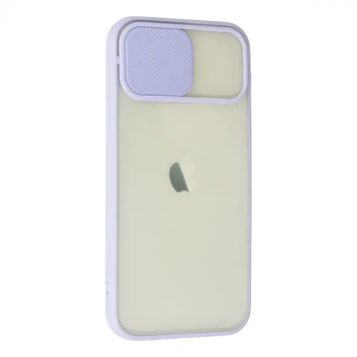 İphone 12 Kılıf Palm Buzlu Kamera Sürgülü Silikon - Lila