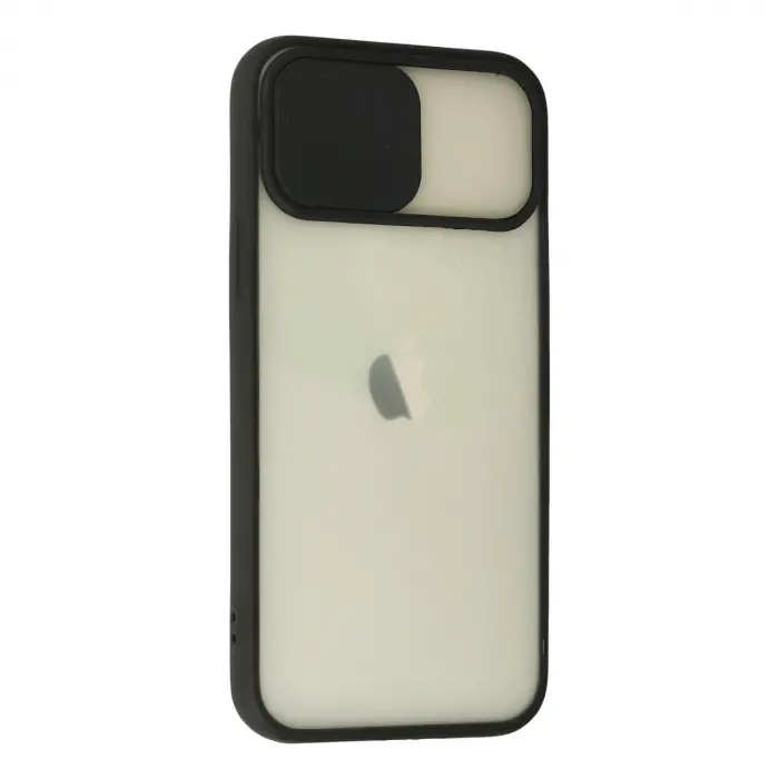 İphone 12 Kılıf Palm Buzlu Kamera Sürgülü Silikon - Siyah
