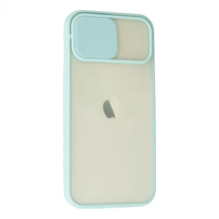 İphone 12 Kılıf Palm Buzlu Kamera Sürgülü Silikon - Turkuaz