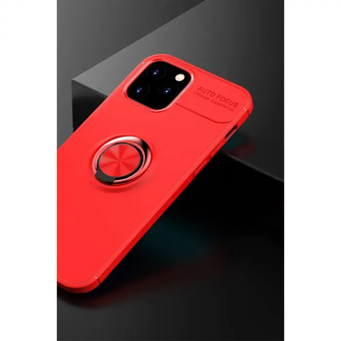 İphone 12 Kılıf Range Yüzüklü Silikon - Kırmızı