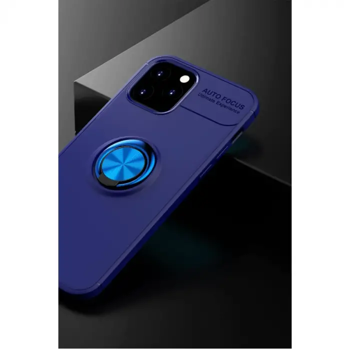 İphone 12 Kılıf Range Yüzüklü Silikon - Mavi