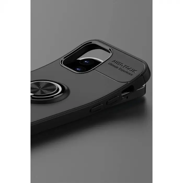 İphone 12 Kılıf Range Yüzüklü Silikon - Siyah-mavi