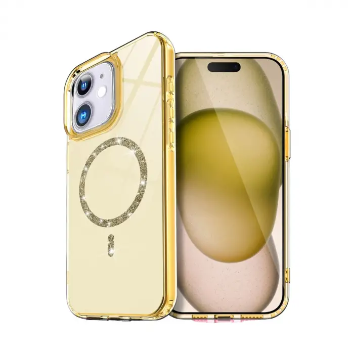 İphone 12 Live Diamond Magsafe Kapak - Sarı