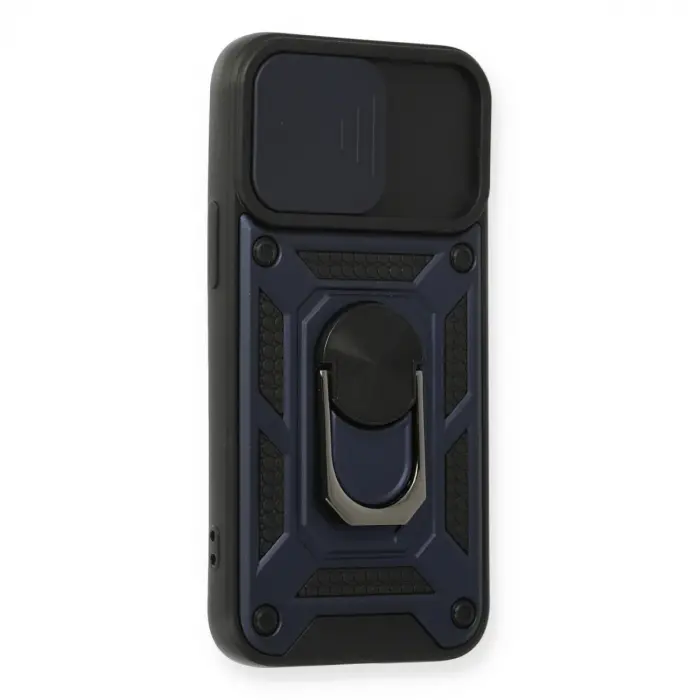 İphone 12 Mini Kılıf Pars Lens Yüzüklü Silikon - Lacivert