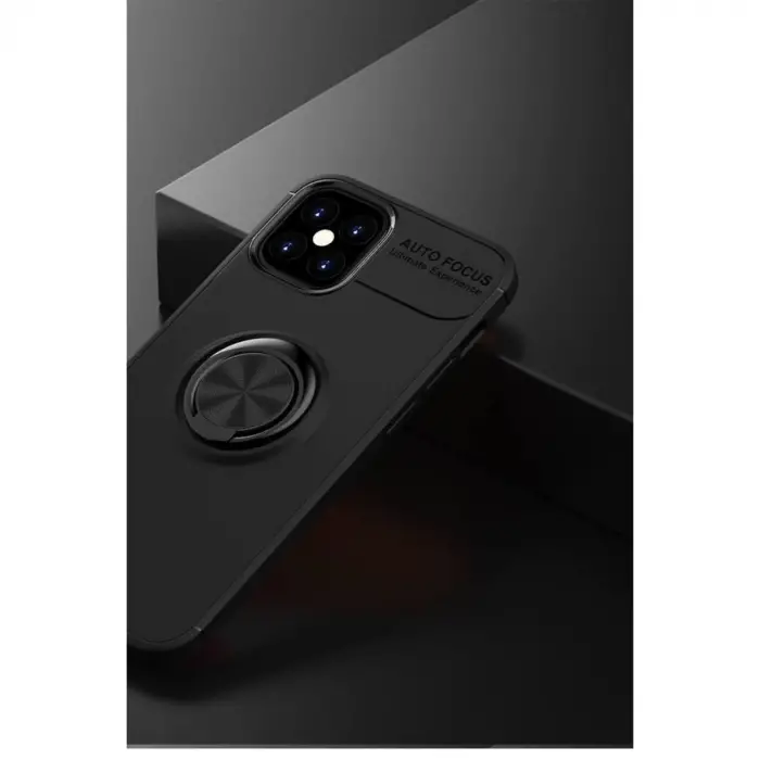 İphone 12 Mini Kılıf Range Yüzüklü Silikon - Siyah
