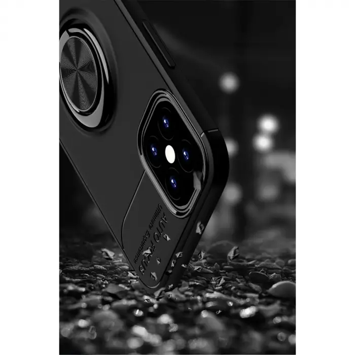 İphone 12 Mini Kılıf Range Yüzüklü Silikon - Siyah