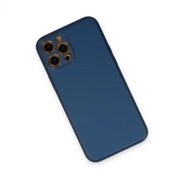İphone 12 Pro Kılıf Coco Deri Silikon Kapak - Açık Mavi