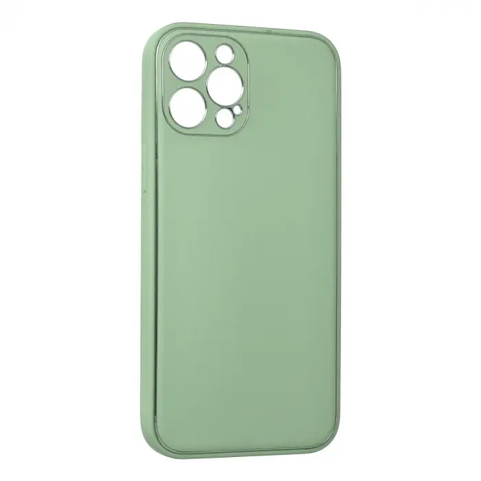 İphone 12 Pro Kılıf Coco Deri Silikon Kapak - Açık Yeşil
