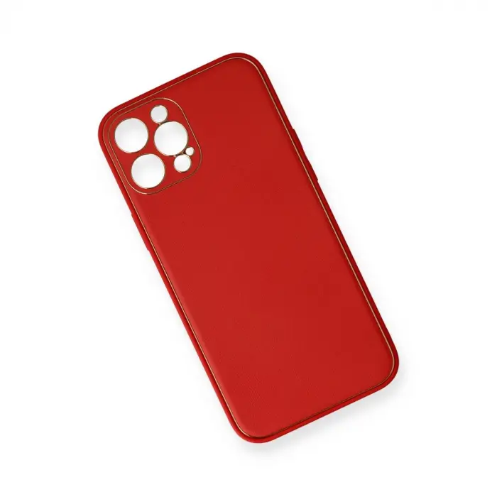 İphone 12 Pro Kılıf Coco Deri Silikon Kapak - Kırmızı