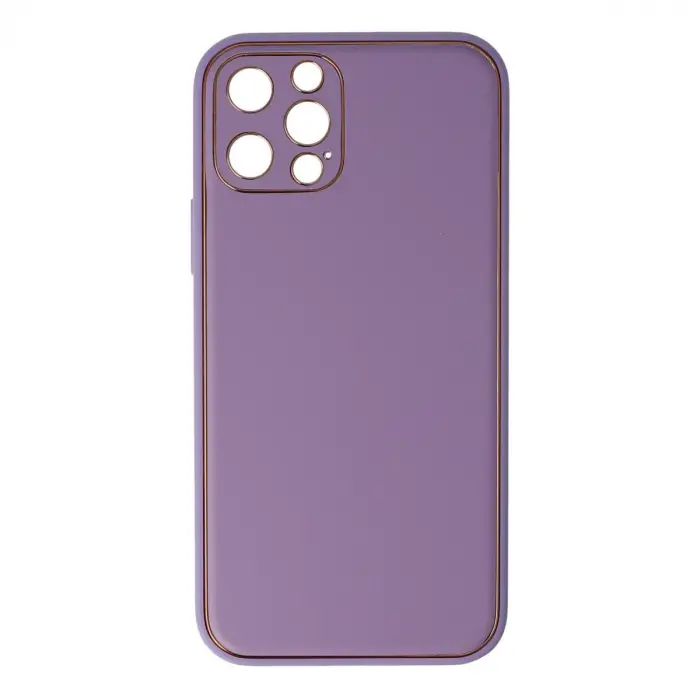 İphone 12 Pro Kılıf Coco Deri Silikon Kapak - Lila