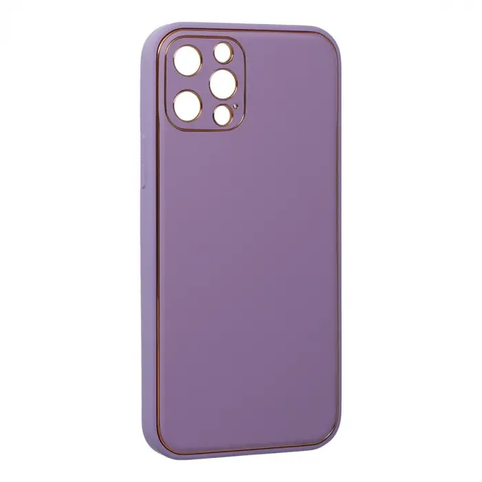 İphone 12 Pro Kılıf Coco Deri Silikon Kapak - Lila