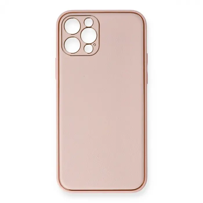 İphone 12 Pro Kılıf Coco Deri Silikon Kapak - Pembe