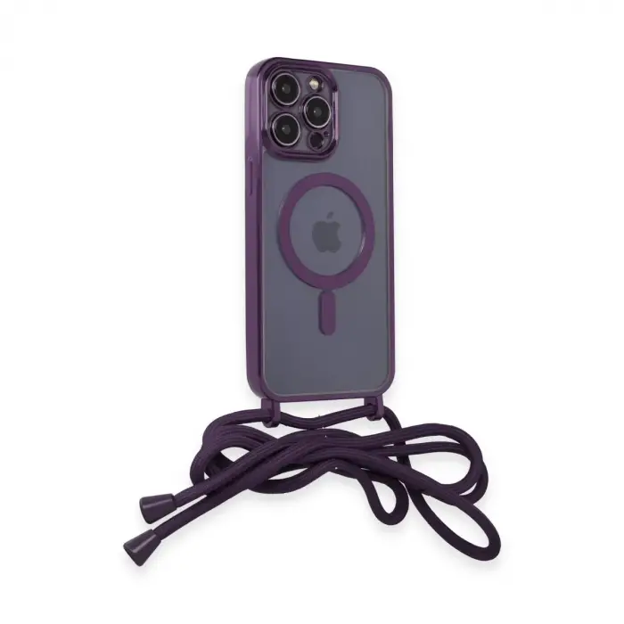 İphone 12 Pro Kılıf Divo Lazer Askılı Magsafe Kapak - Derin Mor