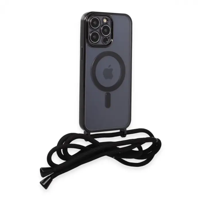 İphone 12 Pro Kılıf Divo Lazer Askılı Magsafe Kapak - Siyah
