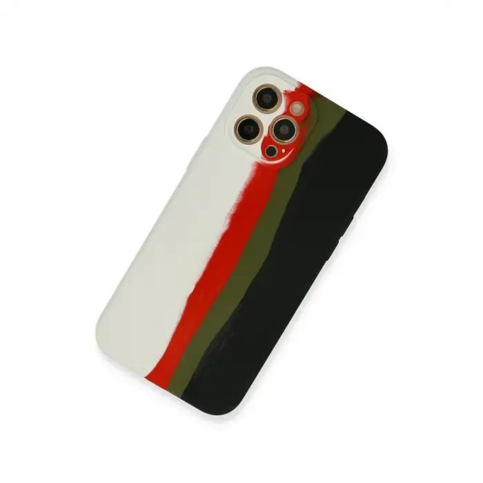 İphone 12 Pro Kılıf Ebruli Lansman Silikon - Beyaz-siyah