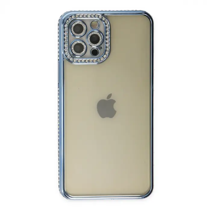 İphone 12 Pro Kılıf Joke Taşlı Silikon - Mavi