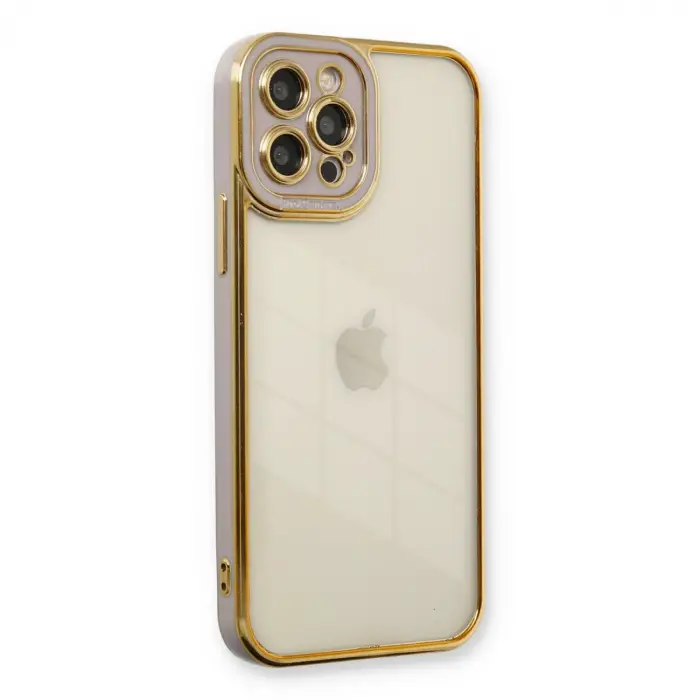 İphone 12 Pro Kılıf Liva Lens Silikon - Lila