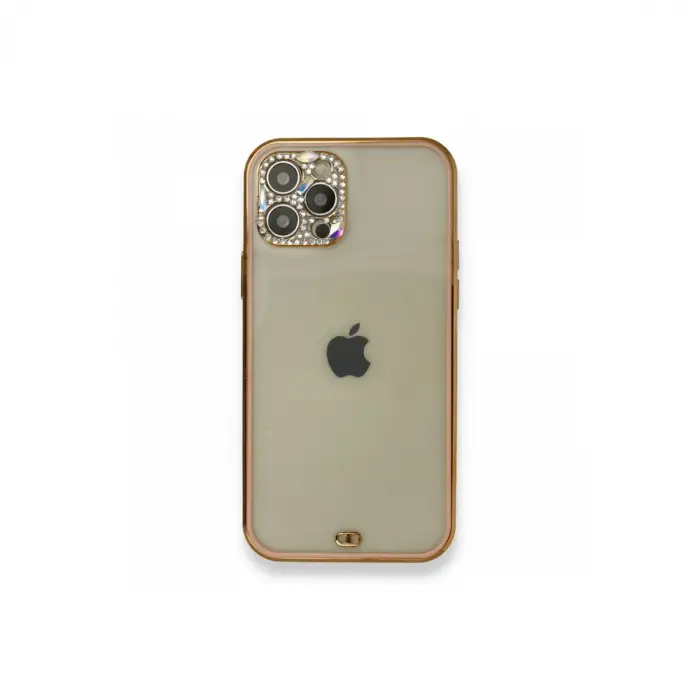 İphone 12 Pro Kılıf Liva Taşlı Silikon - Pembe