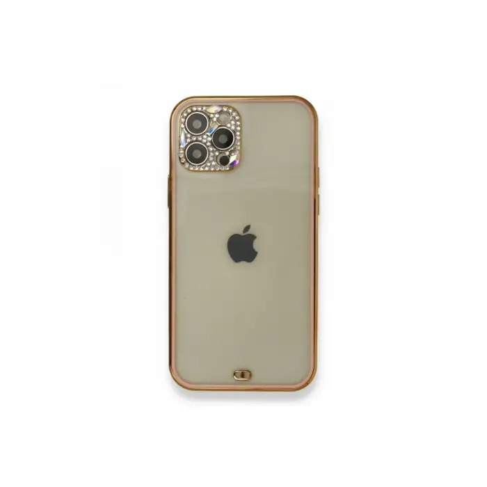 İphone 12 Pro Kılıf Liva Taşlı Silikon - Pembe