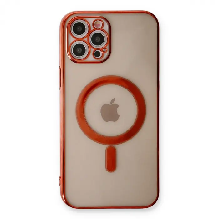 İphone 12 Pro Kılıf Magneticsafe Lazer Silikon - Kırmızı
