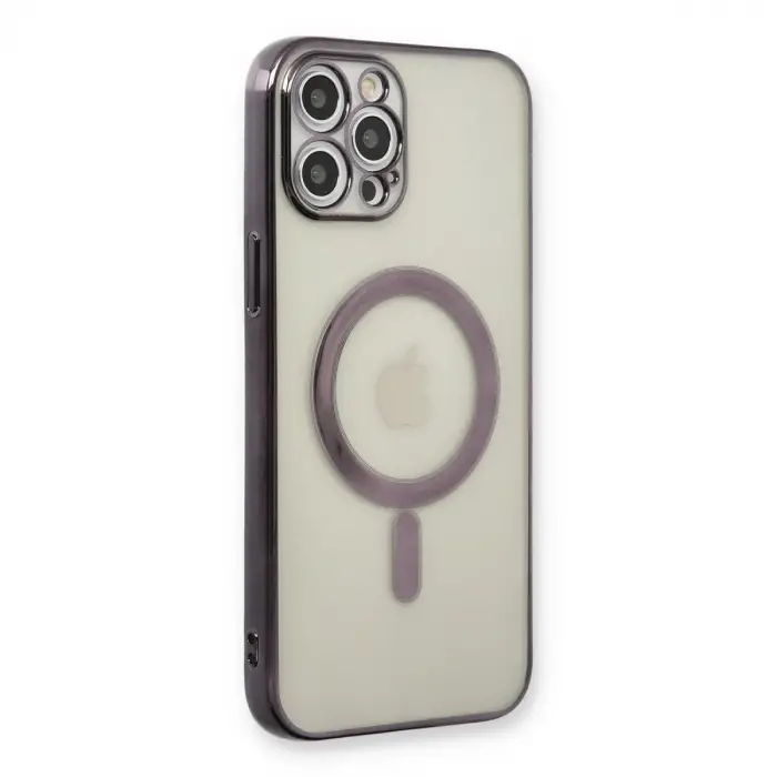 İphone 12 Pro Kılıf Magneticsafe Lazer Silikon - Siyah