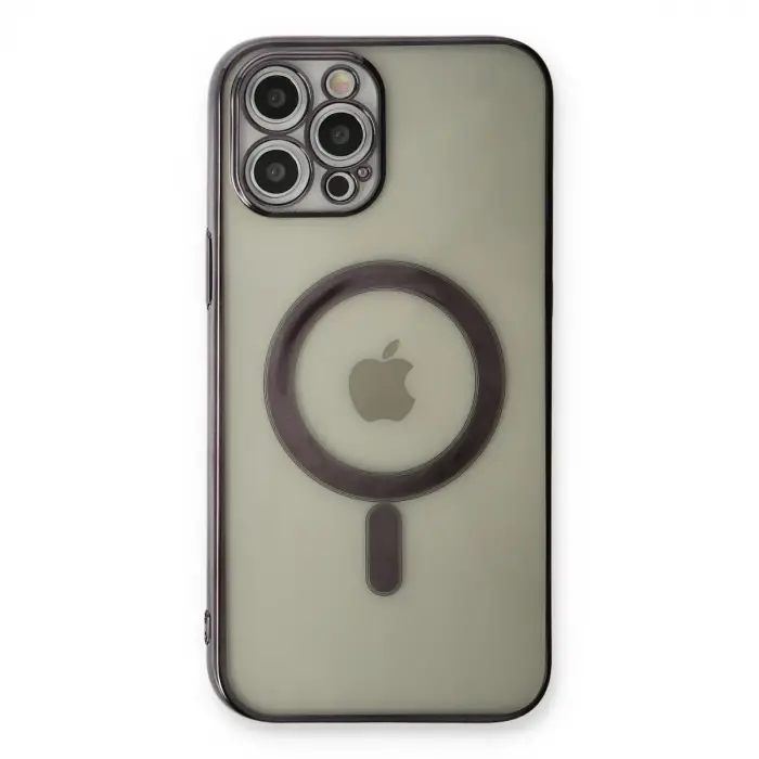 İphone 12 Pro Kılıf Magneticsafe Lazer Silikon - Siyah