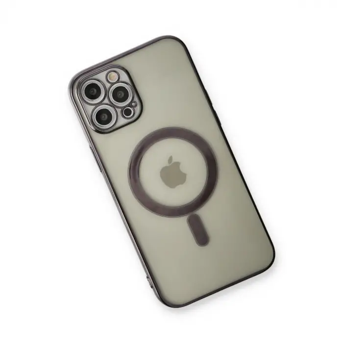 İphone 12 Pro Kılıf Magneticsafe Lazer Silikon - Siyah
