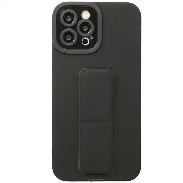 İphone 12 Pro Kılıf Mega Standlı Silikon - Siyah