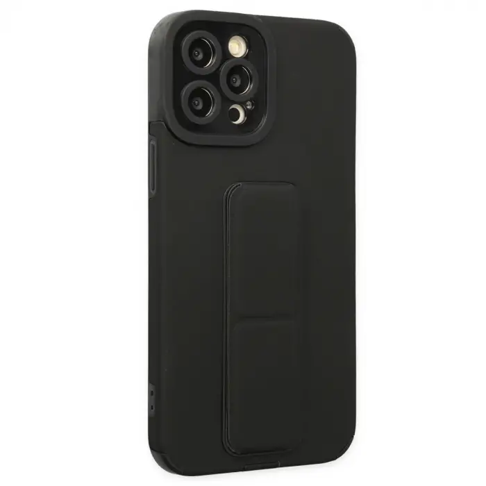 İphone 12 Pro Kılıf Mega Standlı Silikon - Siyah