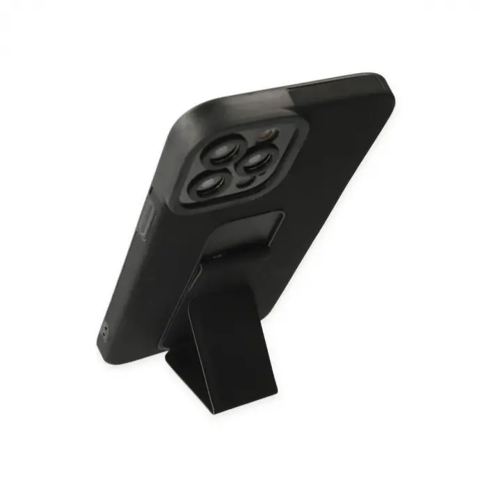 İphone 12 Pro Kılıf Mega Standlı Silikon - Siyah