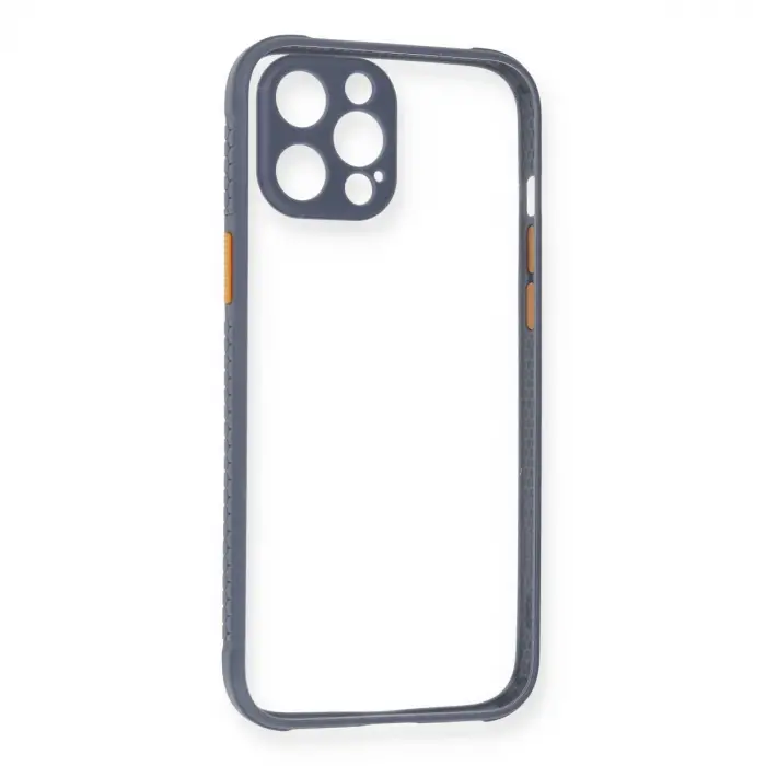 İphone 12 Pro Kılıf Miami Şeffaf Silikon - Gri