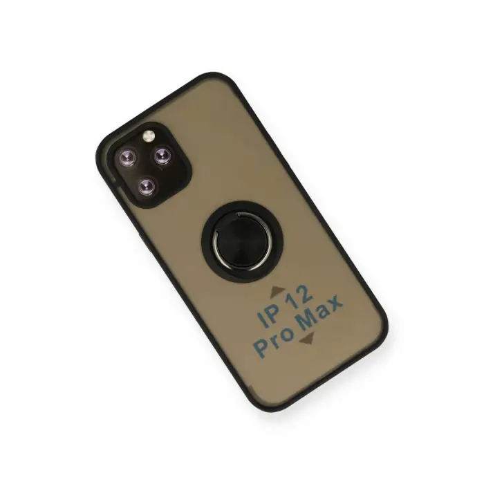 İphone 12 Pro Kılıf Montreal Yüzüklü Silikon Kapak - Siyah