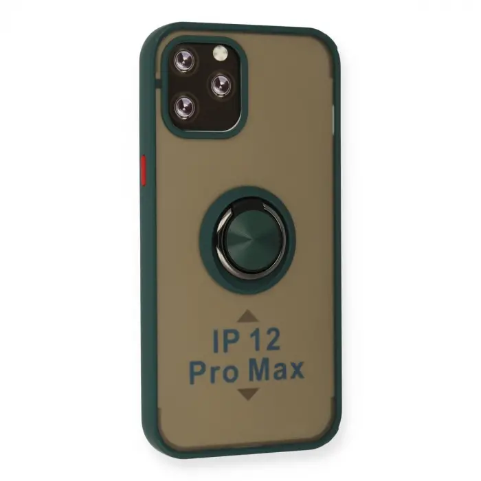 İphone 12 Pro Kılıf Montreal Yüzüklü Silikon Kapak - Yeşil