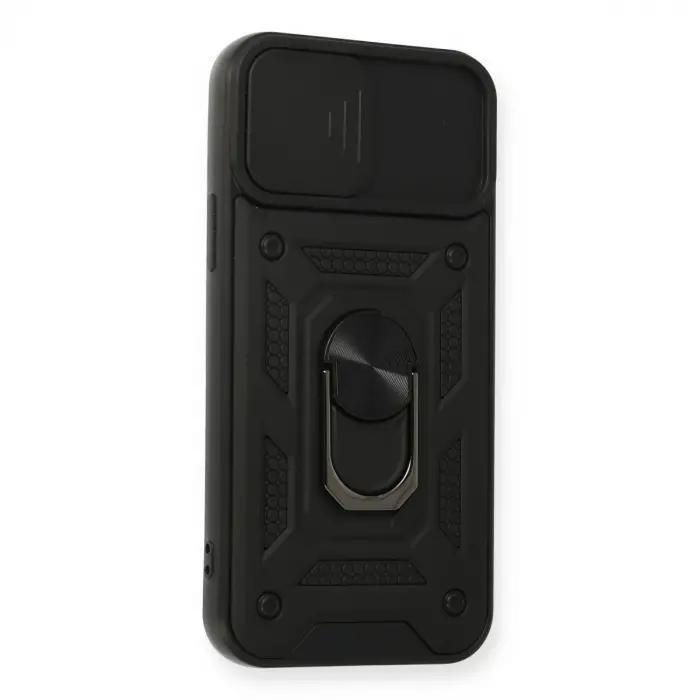 İphone 12 Pro Kılıf Pars Lens Yüzüklü Silikon - Siyah