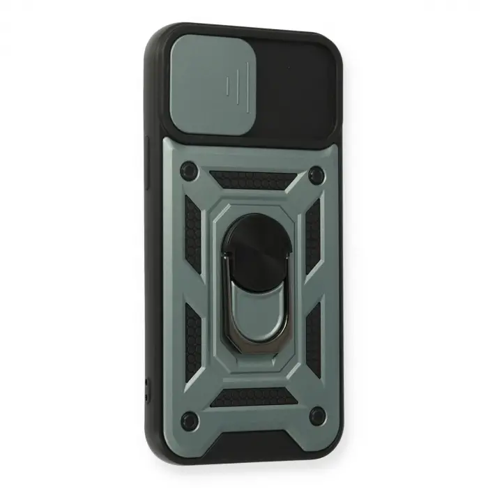 İphone 12 Pro Kılıf Pars Lens Yüzüklü Silikon - Yeşil