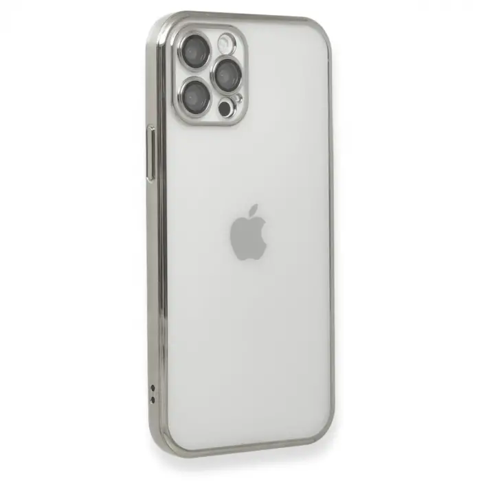 İphone 12 Pro Kılıf Razer Lensli Silikon - Gümüş