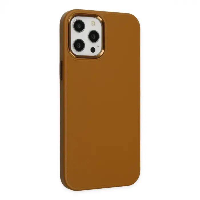 İphone 12 Pro Max Kılıf Asya Deri Silikon - Kahverengi