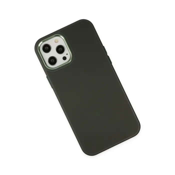 İphone 12 Pro Max Kılıf Asya Deri Silikon - Koyu Yeşil