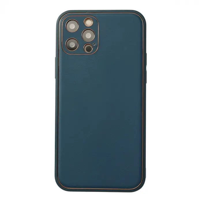 İphone 12 Pro Max Kılıf Coco Deri Silikon Kapak - Mavi