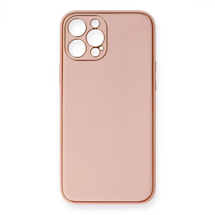 İphone 12 Pro Max Kılıf Coco Deri Silikon Kapak - Pembe