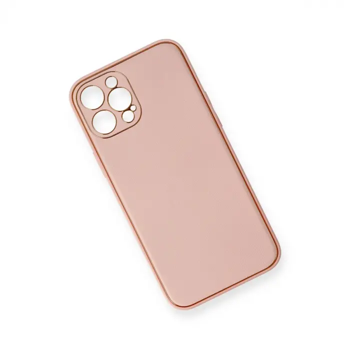 İphone 12 Pro Max Kılıf Coco Deri Silikon Kapak - Pembe