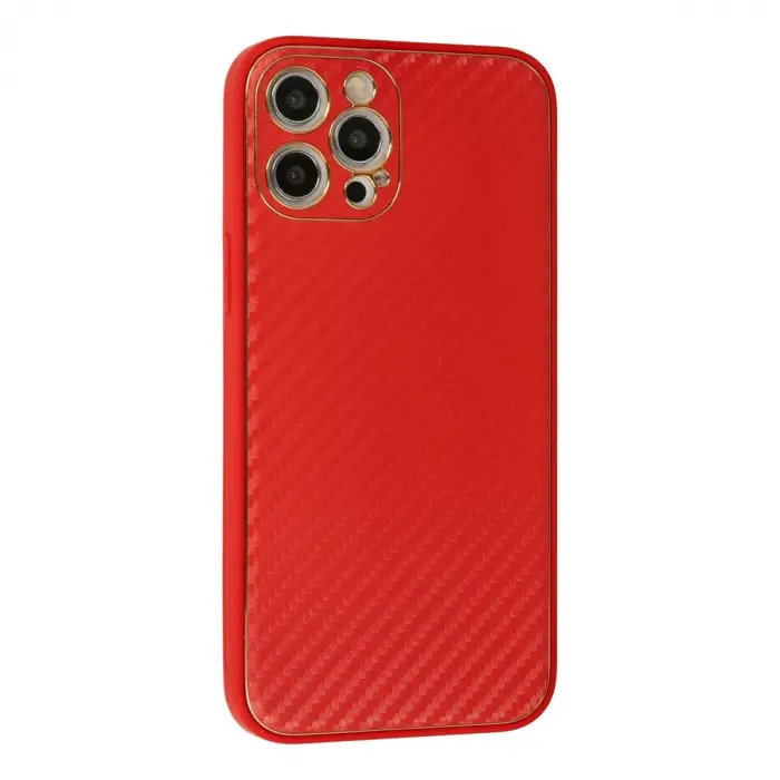 İphone 12 Pro Max Kılıf Coco Karbon Silikon - Kırmızı