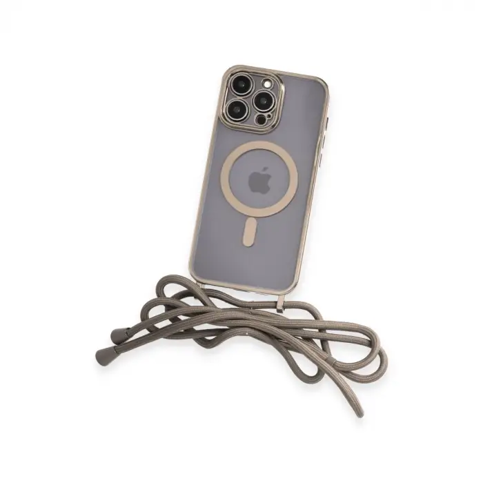İphone 12 Pro Max Kılıf Divo Lazer Askılı Magsafe Kapak - Gold